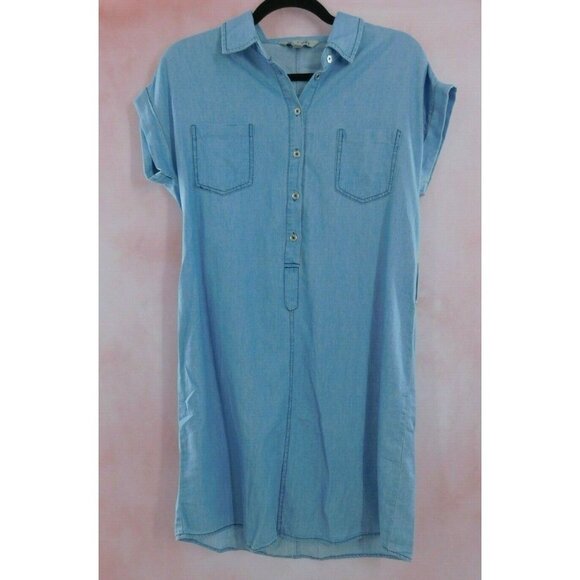 J for Justify Lightweight Denim Shirt Dress, 100% Cotton, Size Small - Picture 1 of 9